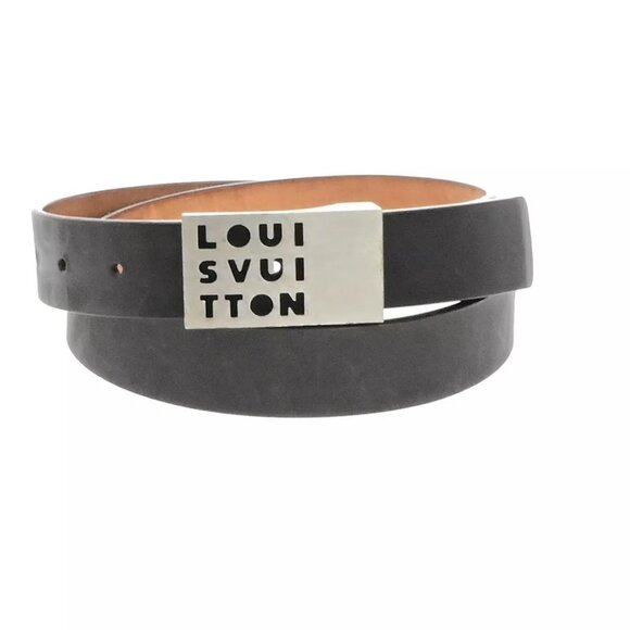 LOUIS VUITTON Logo Ceinture LST Belt Leather Brown Silver M6809 Spain 60EE095 - Picture 1 of 12